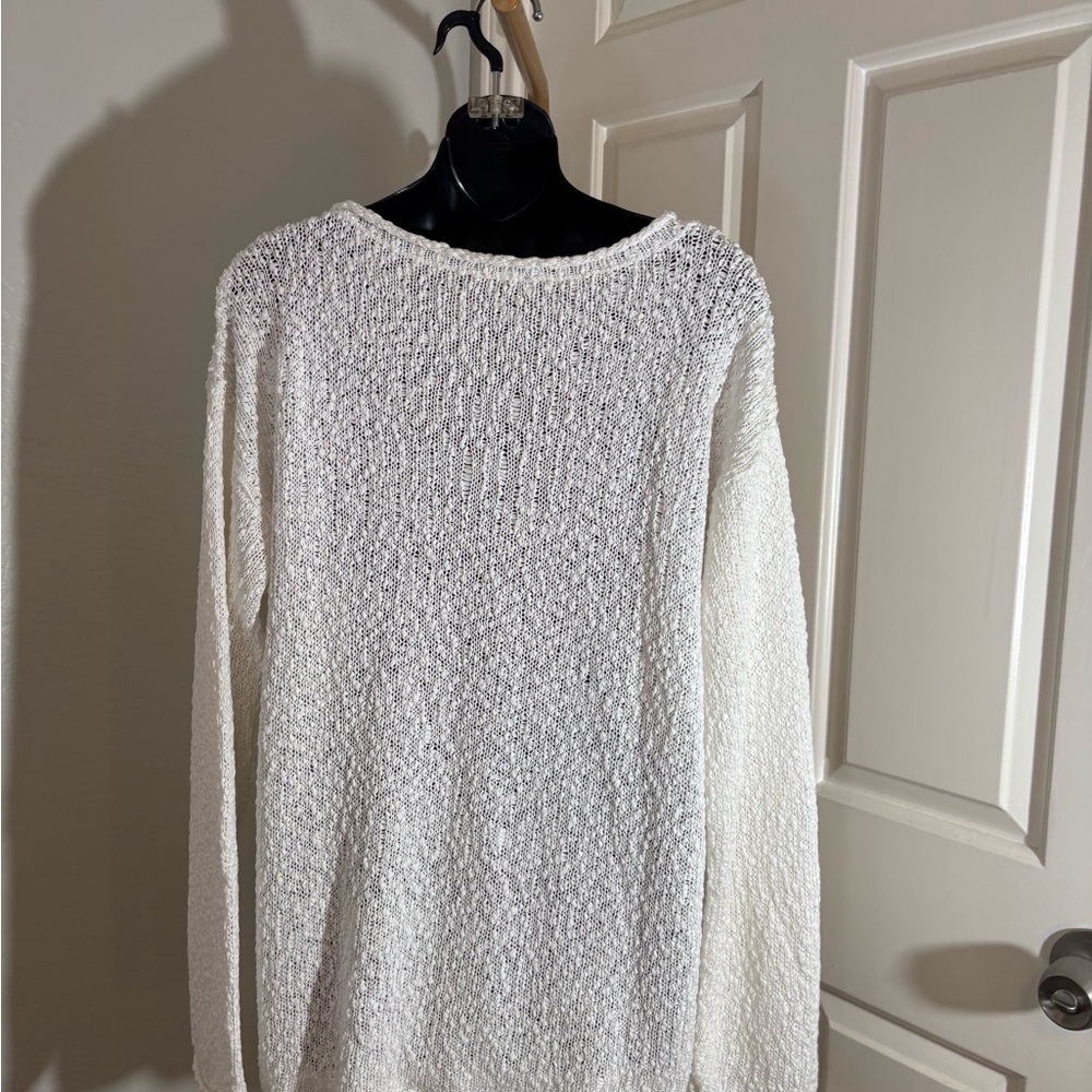 Talbots White Crew Neck Sweater with Textured Knit - Picture 10 of 12